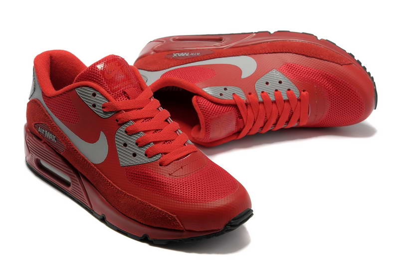 Air Max 90 Hyperfuse fourrure Chaussures Femmes Vin Rouge Gris (1)